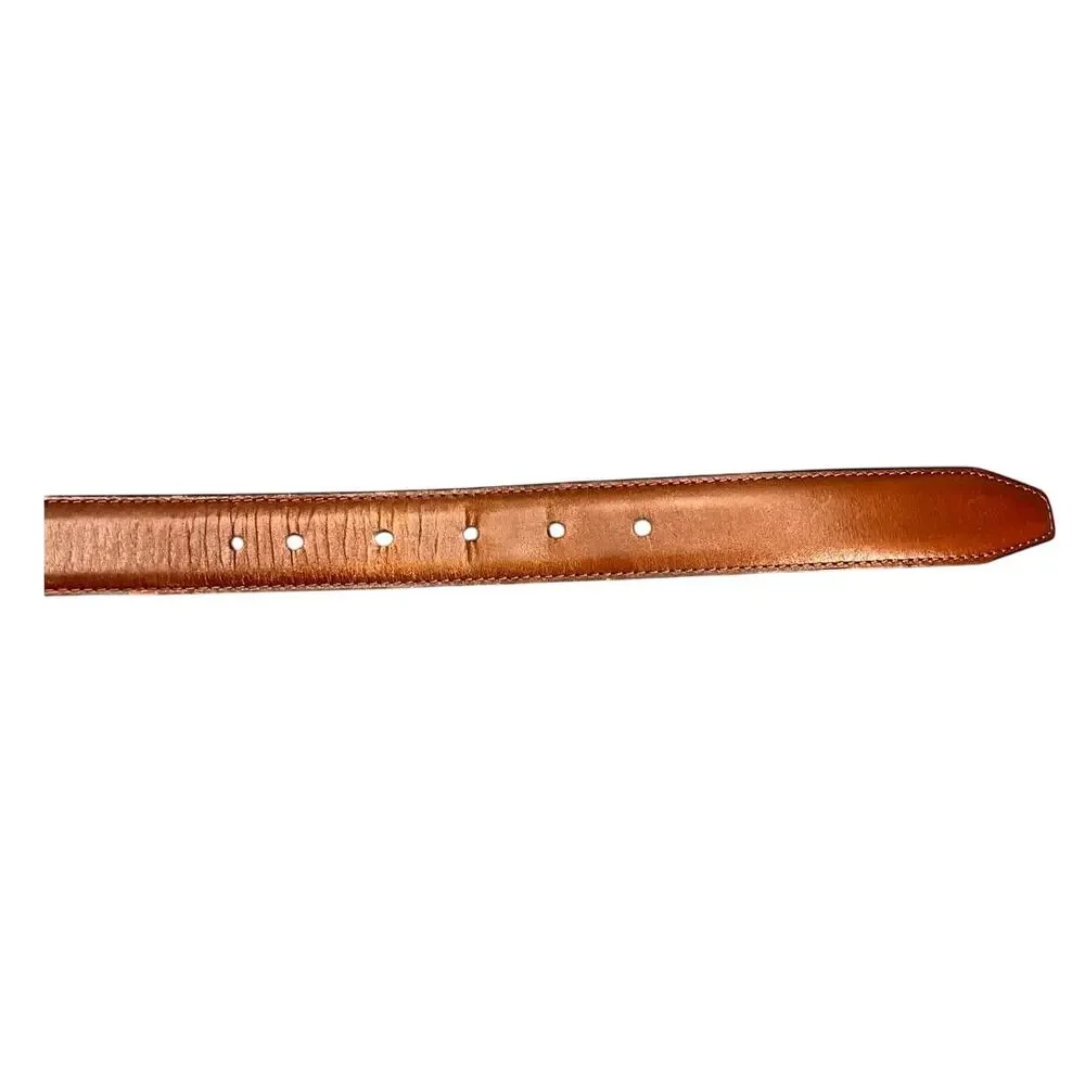 Johnston & Murphy Dress Brown Leather Gold Buckle Belt Men 37